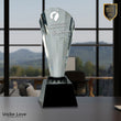 10" Clear Crystal Faceted Rising Spire on Black Base