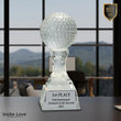 7 3/4" Crystal Golf Ball on Clear Pedestal Base
