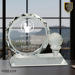5 1/4" Round Facet Crystal with Golf Ball on Clear Pedestal Base