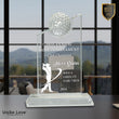 7 1/4" Clear Crystal with Inset Crystal Golf Ball on Clear Base