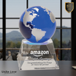 Blue Crystal Globe on Clear Crystal Base