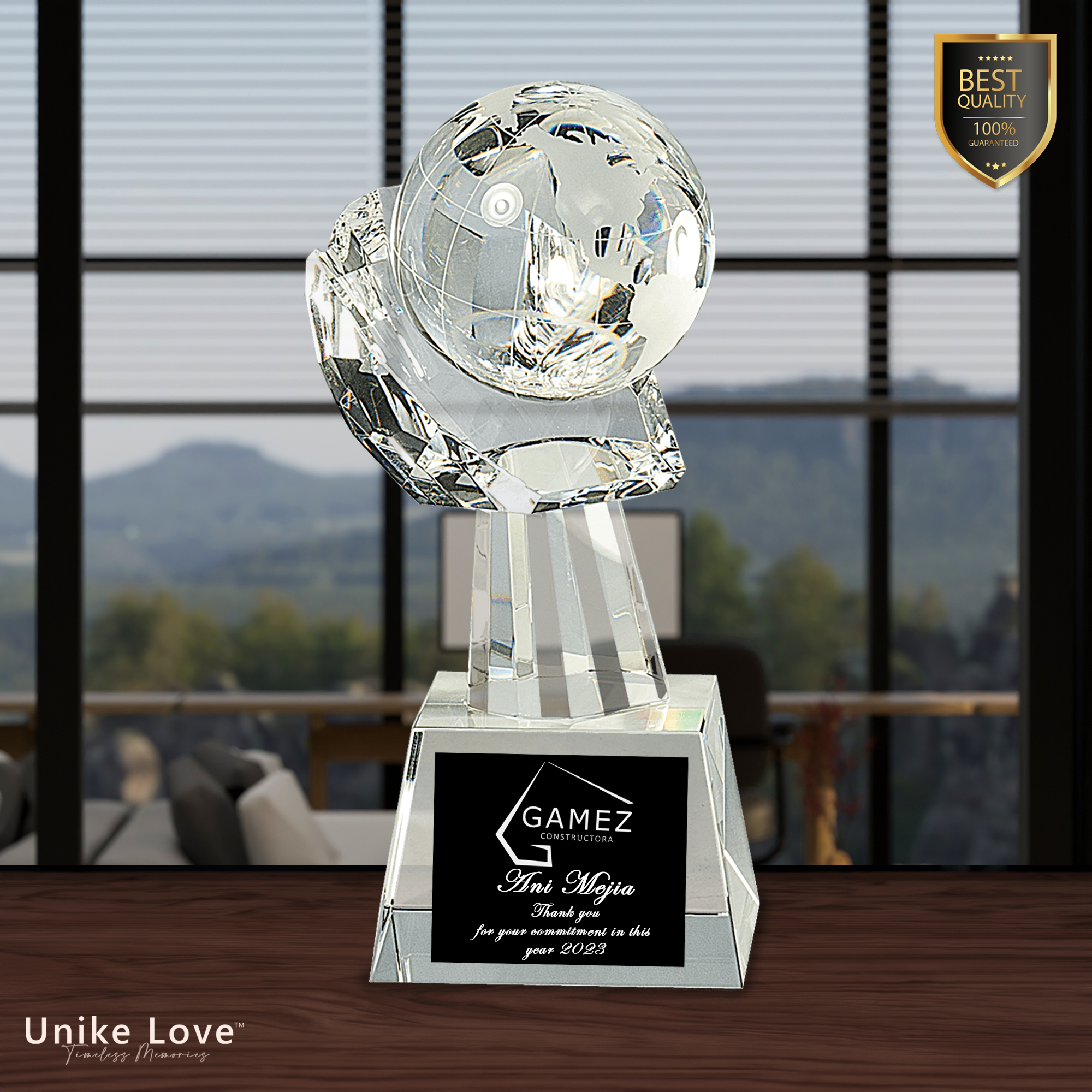 8" Clear Crystal Globe in Hand