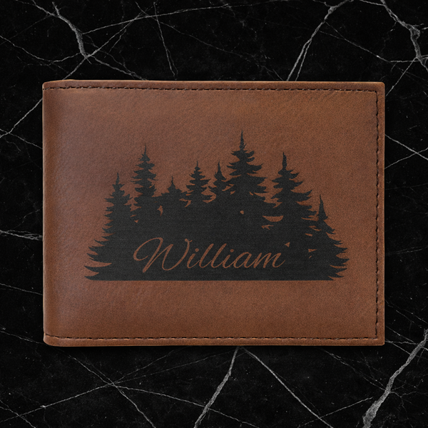 Dark Brown Laserable Leatherette Bi-Fold Wallet w/Flip ID Display