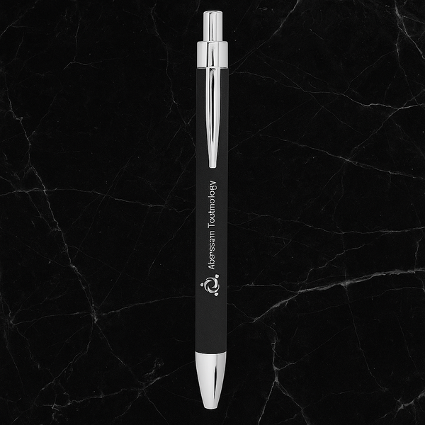 Black/Silver Laserable Leatherette Pen