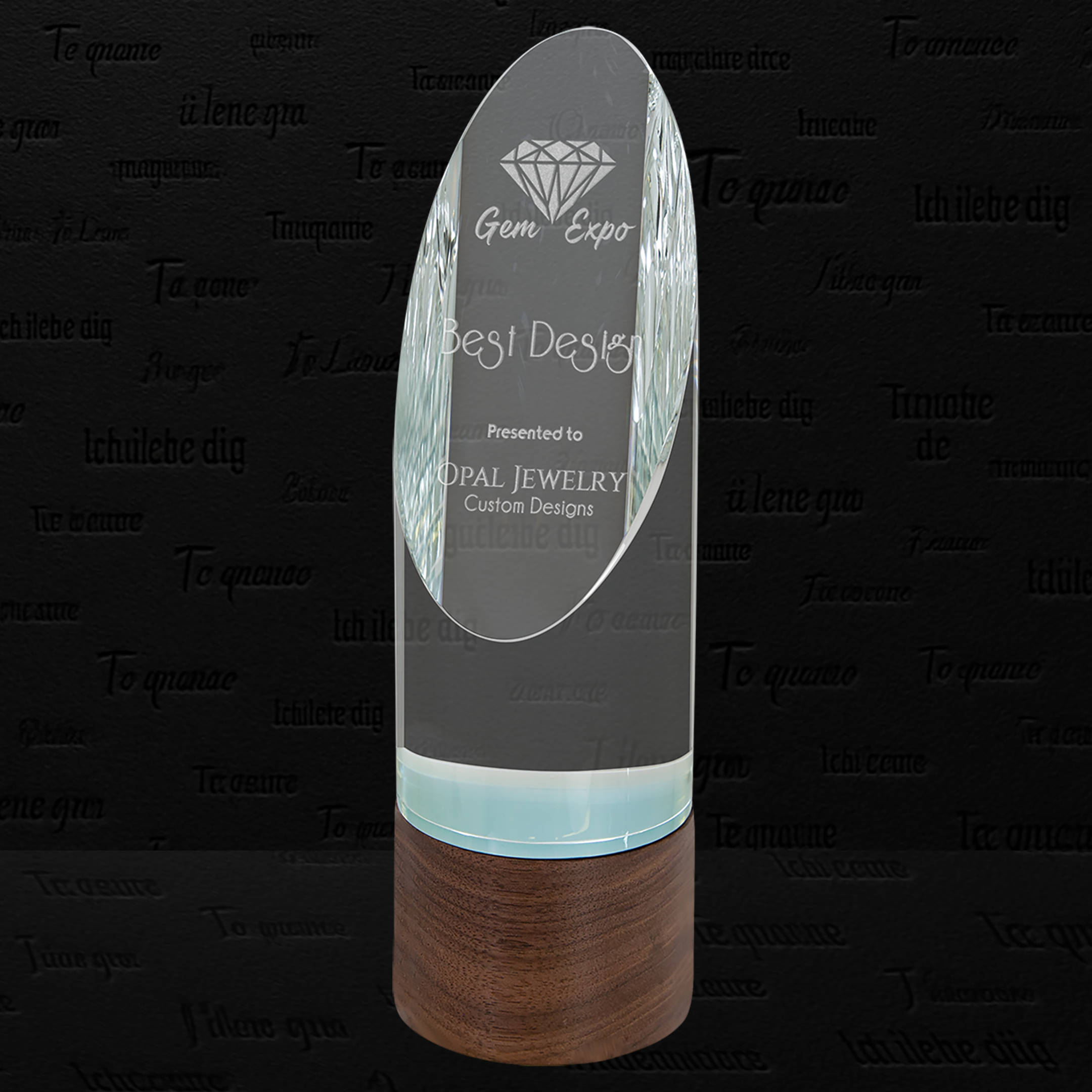 9" Cylinder Sierra Glass with Walnut Base