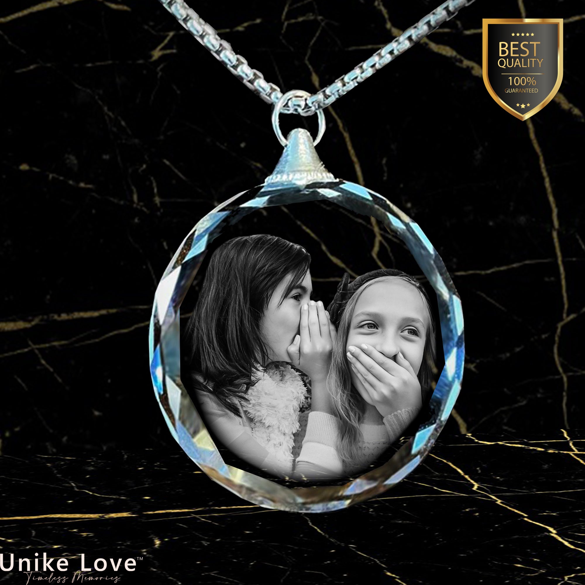 Friendship Gift Personalized Circular Crystal Necklace | Chain and Pendant |