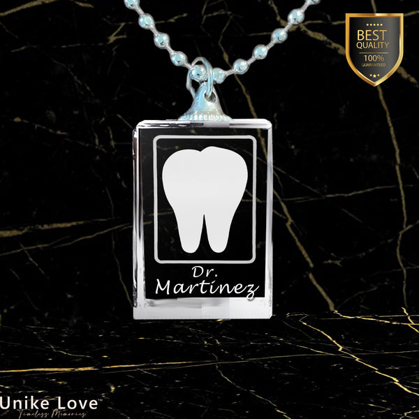 Corporate Gift Personalized Rectangular Crystal Necklace | Chain and Pendant |