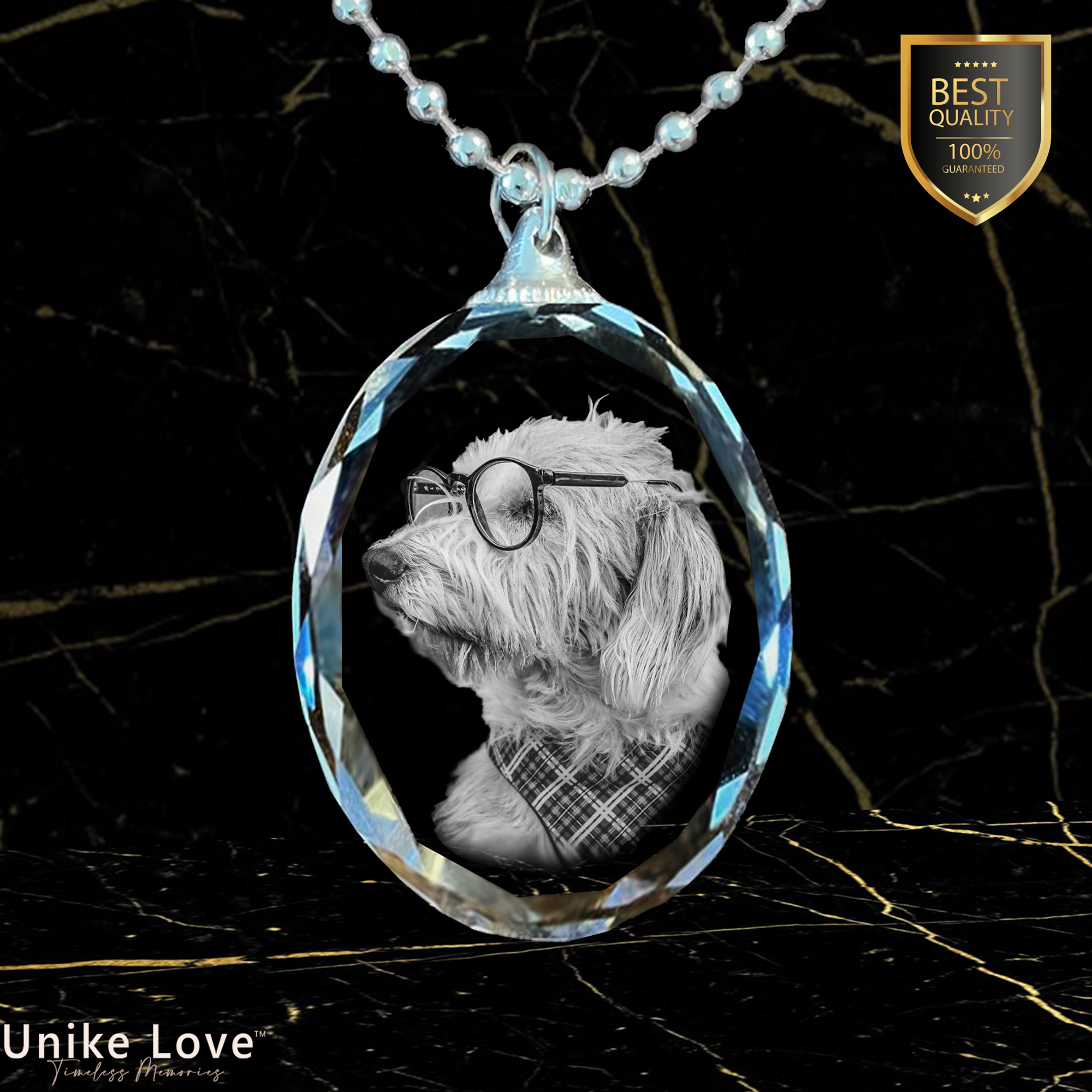 Pet Lover Gift Personalized Oval Crystal Necklace | Chain and Pendant |