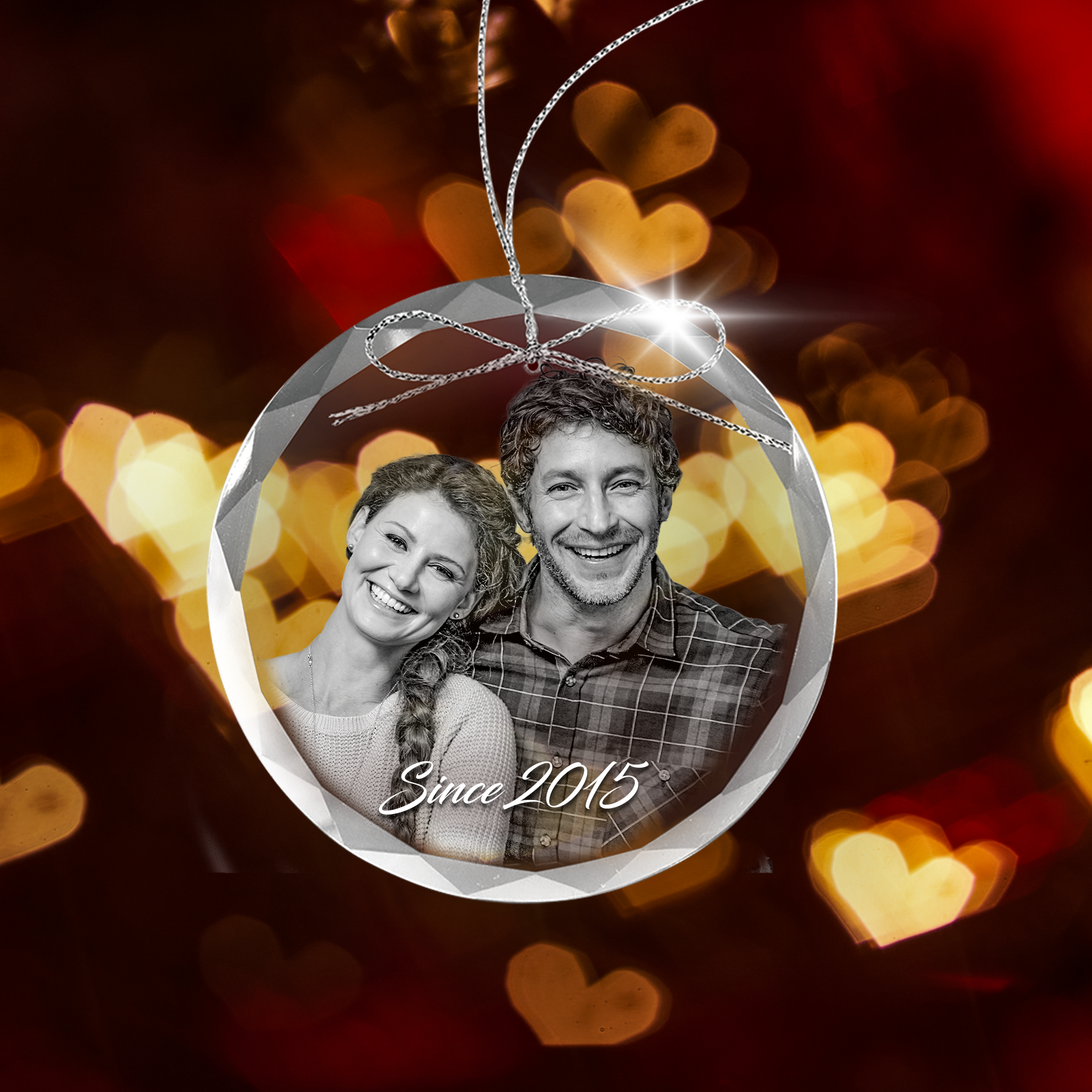 3 1/4" Custom Laser-Engraved Glass Ornament | Personalized Valentine's Day Keepsake Gift