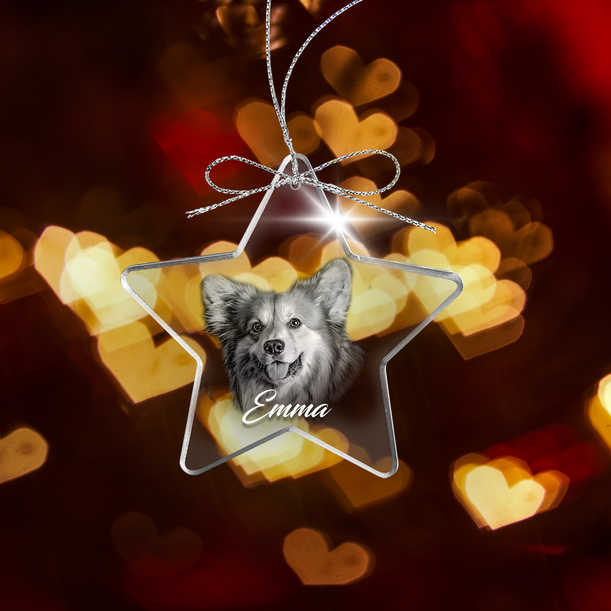 Personalized 3.5-Inch Star Glass Ornament | Custom Laser-Engraved Valentine's Day Gift
