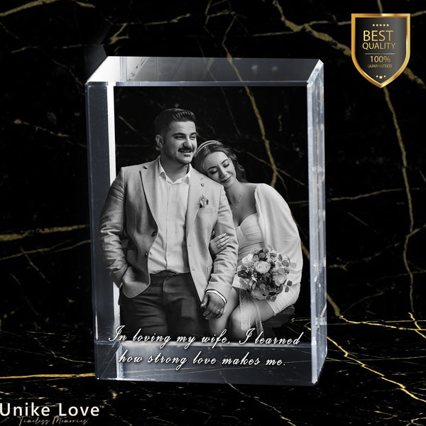 A Gift for Lovers | Paperweight Gift Vertical | Couples photo | Luxury Detail | Personalized Crystal