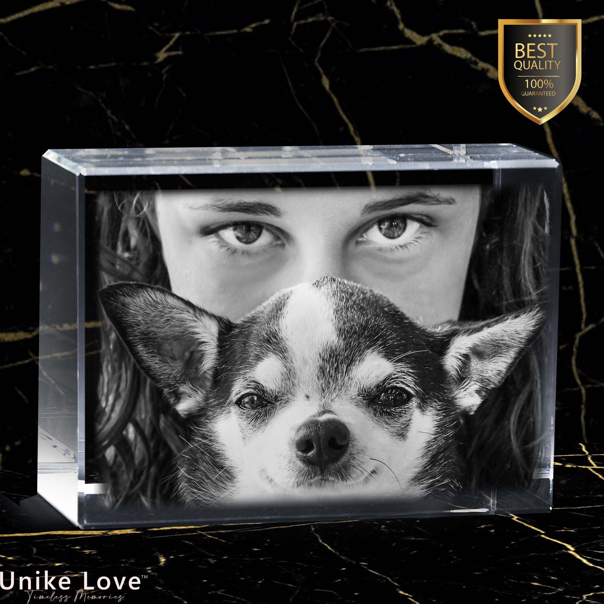 For a Pets Lover | Paperweight Gift Horizontal | Pet photo | Luxury Detail | Personalized Crystal