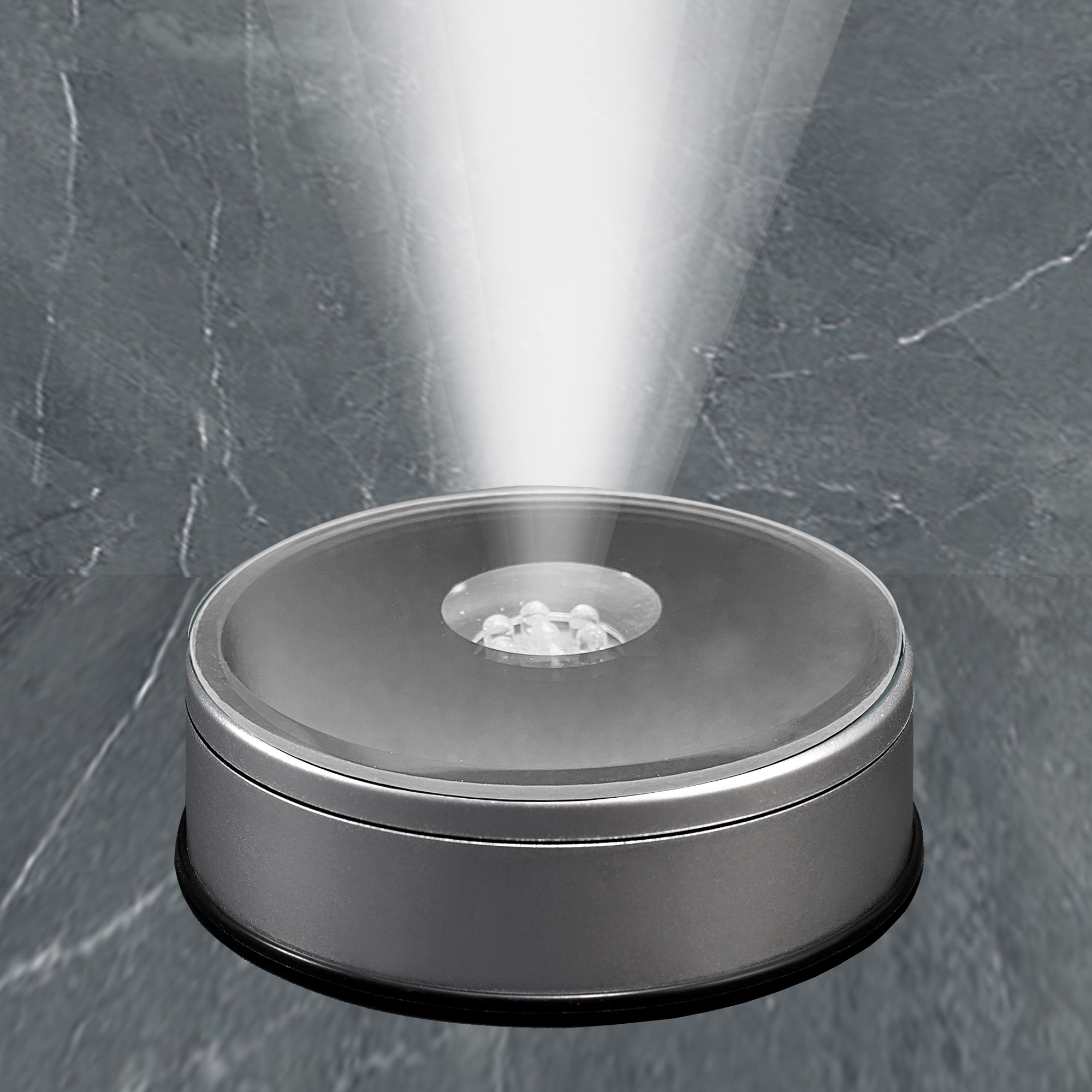 Medium Round Light Base (Rotating) - Silver Finish