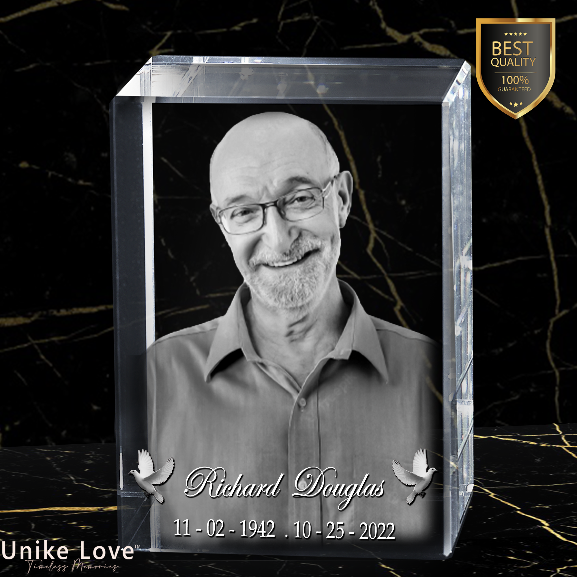 Memorial and Grief Custom Present | 3D Laser-etched | Crystal Tower | Personalized Engraving.