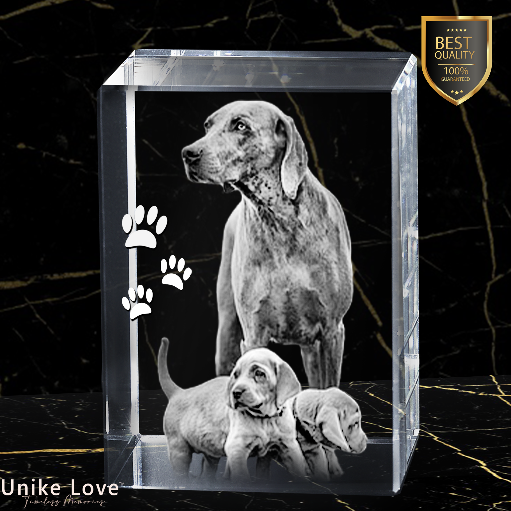 3D Pets Photo Laser-etched 9K Crystal Tower | Personalized Engraving | High Quality