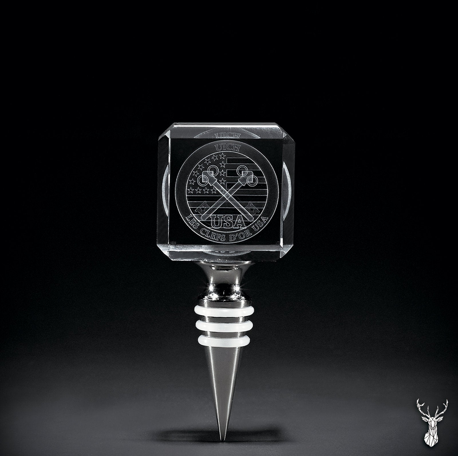3D Square Crystal Wine stopper | Personalized Engraving.