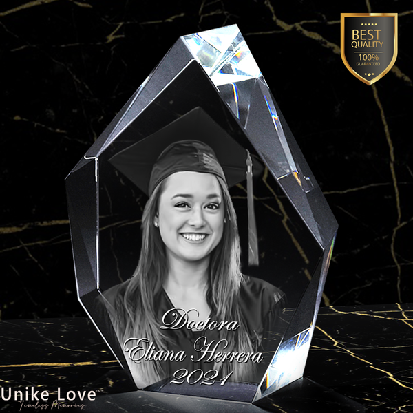 Graduation Gift | Cheers | You made it | 3D Photo Crystal Prestige | Personalized Laser Engraving.