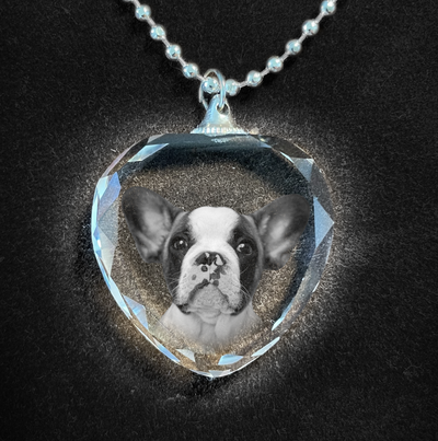 2D Crystal Heart Shaped Necklace | Photo Etched Perfect Gift | Chain and Pendant |