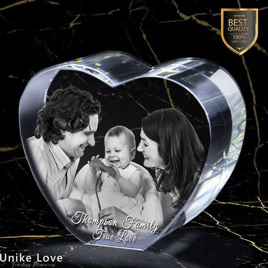 SALE  Family Gift | 3D Photo Crystal Heart | Personalized Laser Engraving.
