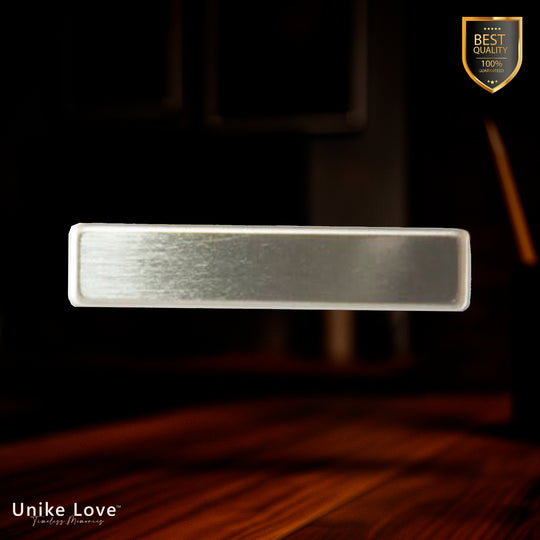 2 3/8" x 1/2" Bright Nickel Silver Name Badge Blank with Fused Posts