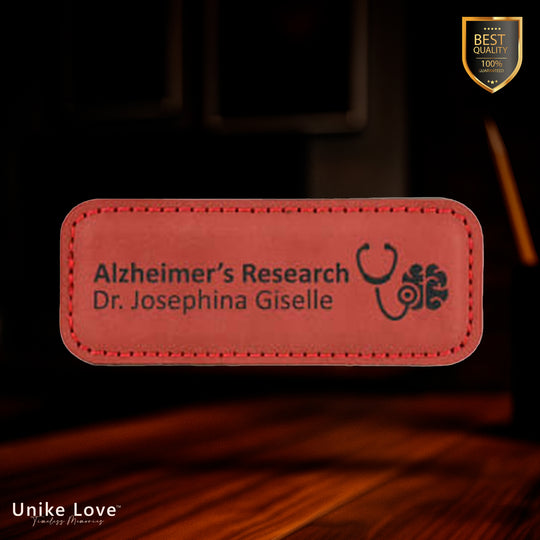 3 1/4" x 1 1/4" Rose Laserable Leatherette Badge Blank with Magnet