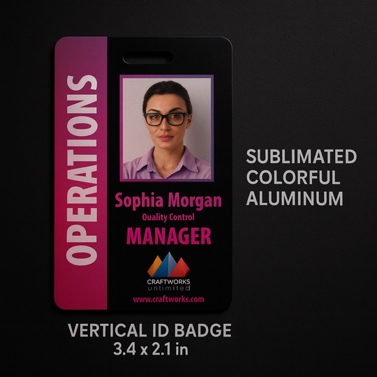 Vertical Aluminum ID Badge (Sublimated Colorful)