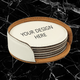 4" White Round Laserable Leatherette 6-Coaster Set