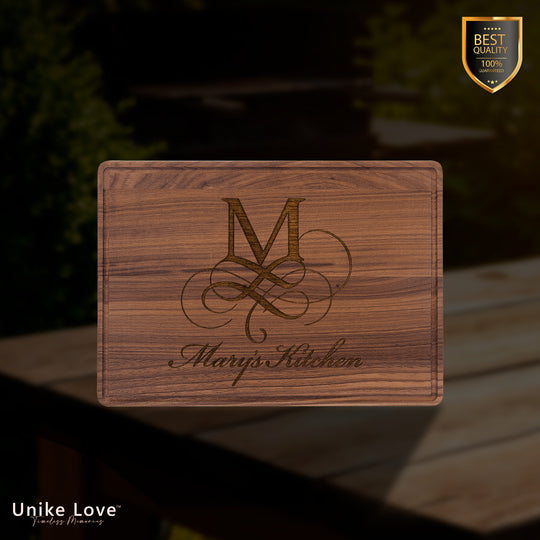 13 3/4" x 9 3/4" Walnut Cutting Board with Drip Ring