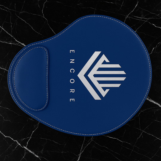 9" x 10 1/4" Blue/Silver Laserable Leatherette Mouse Pad