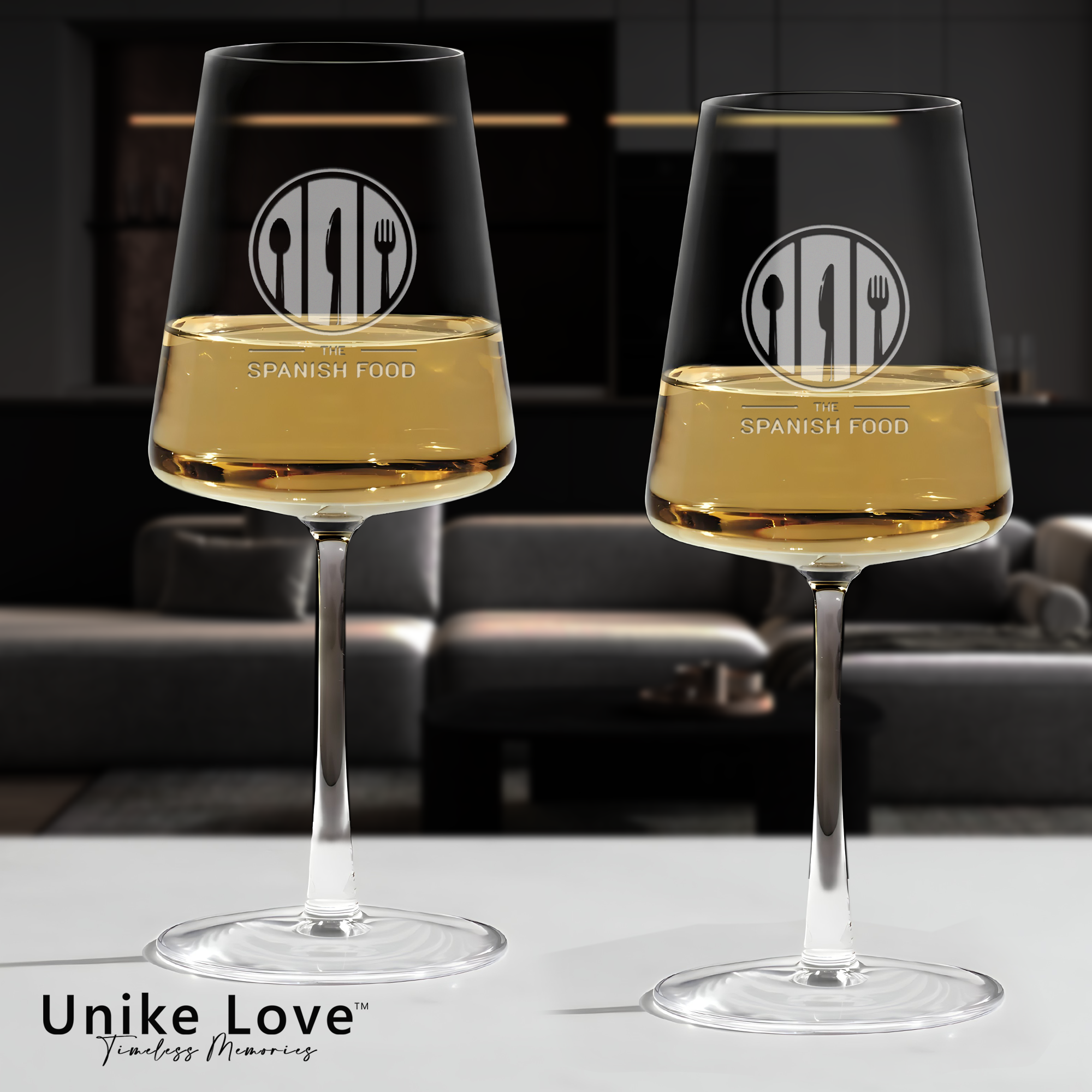 Personalized Etched Wine Glass (Set of Two) | Custom Engraving | Elegant Wedding & Party Gift