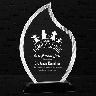 8" Flame Accent Glass on Black Base