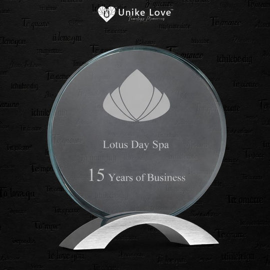 8 1/2" Round Cosmic Glass with Silver Base