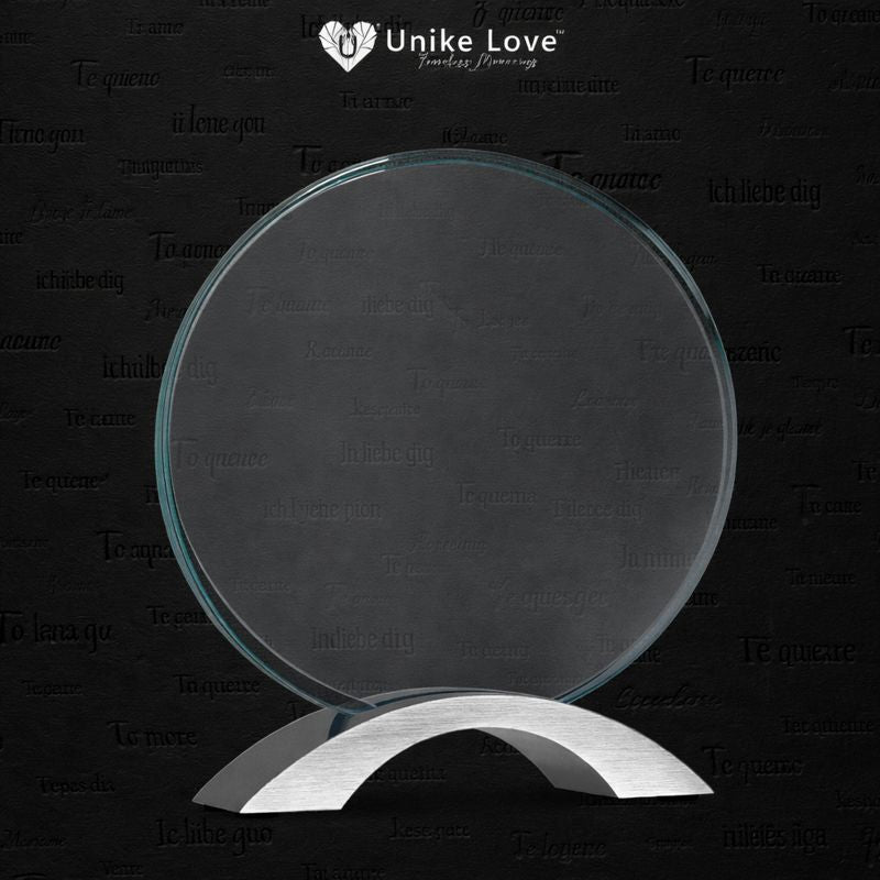 8 1/2" Round Cosmic Glass with Silver Base