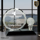 Round Facet Crystal with Golf Ball on Black Pedestal Base