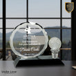 Round Facet Crystal with Golf Ball on Black Pedestal Base