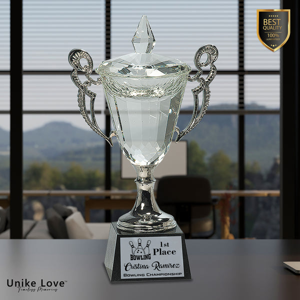 Crystal Cup with Silver Handles and Stem