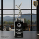 Silver Metal Golf Figure on Black Crystal Pedestal