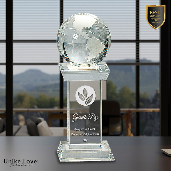 8" Crystal Globe on Clear Tower