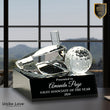 3" Clear Crystal Golf Ball & Club on Black Pedestal Base