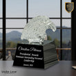 5 3/4" Clear Crystal Eagle Head on Black Pedestal Base