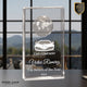Clear Crystal Rectangle with Globe Etching