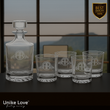 Customized Whiskey Set 850mL Round Glass Decanter Set with Four 9 oz. Rocks Glasses