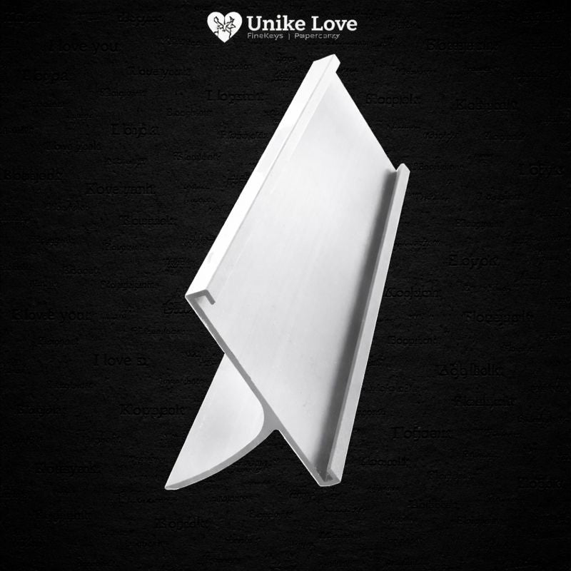 2" x 12" Kota Pro Shiny Silver Aluminum Desk Holder for 1/16" Plastic