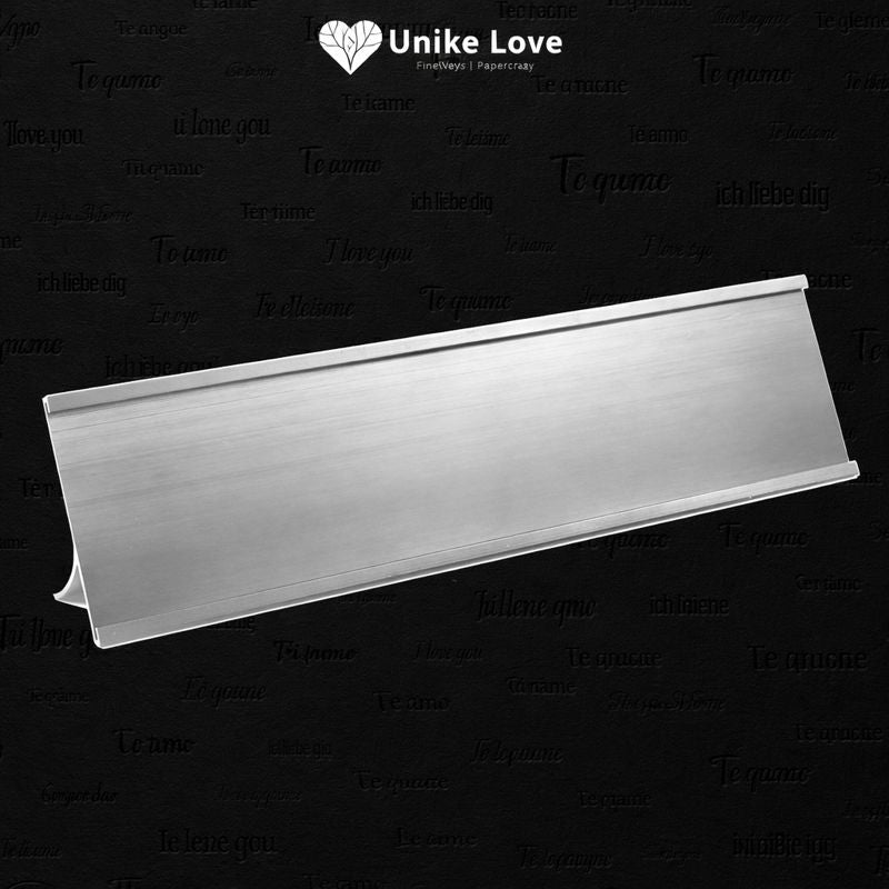 2" x 8" Kota Pro Shiny Silver Aluminum Desk Holder for 1/16" Plastic
