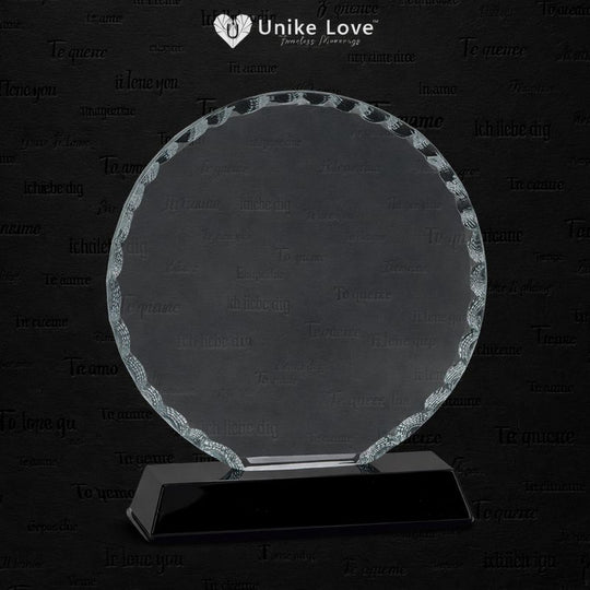 6 1/2" Round Facet Glass on Black Base