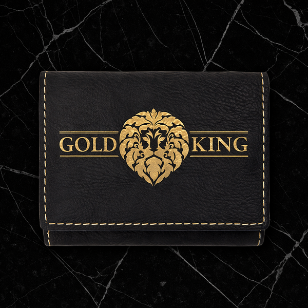 3" x 4" Black/Gold Laserable Leatherette Trifold Wallet