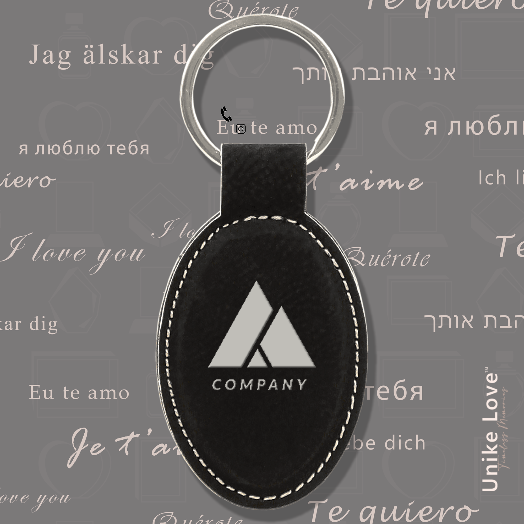 Oval Keychain on Leatherette