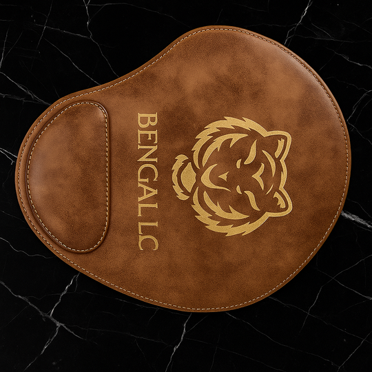 9" x 10 1/4" Rustic/Gold Laserable Leatherette Mouse Pad