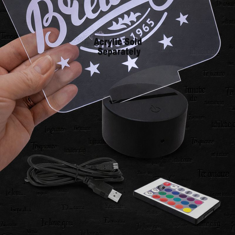 3 1/2" Round Black Lighted Base with Remote for 1/8" Acrylic (not included)