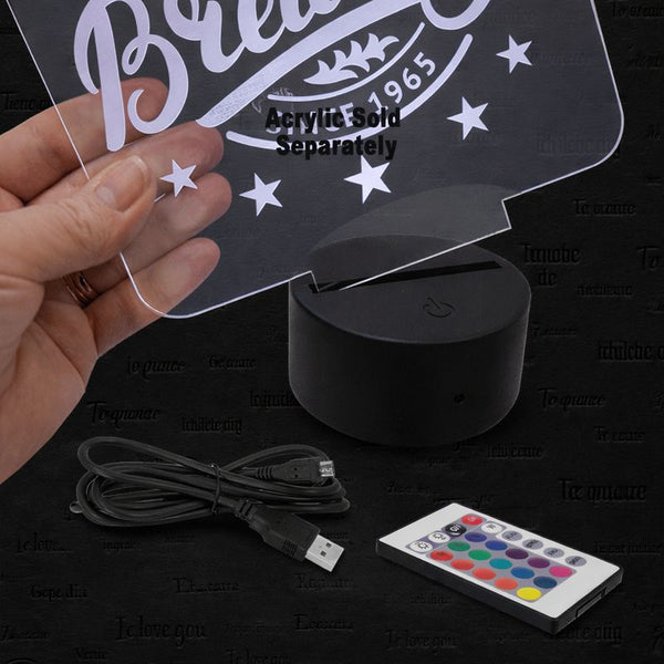 3 1/2" Round Black Lighted Base with Remote for 1/8" Acrylic (not included)
